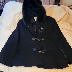Michael Kors black hooded  cape jacket